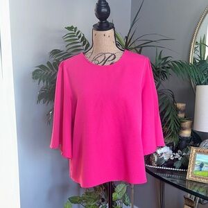 Sugarlips Hot Pink Blouse with Flared Sleeves size Large EUC🩷